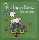 Petit lapin blanc fait du vélo