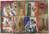 Coffret cuisine du monde 4 livres et 4 emporte-pièce. Etats-Unis, Italie, Angleterre, France