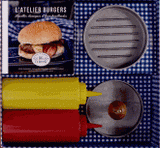 L'atelier burgers, recettes classiques et franchouillardes. Coffret livre et accessoires