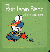 Petit lapin blanc aime jardiner