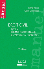 Droit civil. Tome 2, Régimes matrimoniaux, successions, libéralités
27e édition