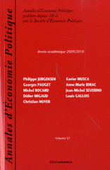 Annales d'Economie Politique N° 57
Année académique 2009/2010