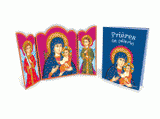 Petite icône de la Vierge à l'enfants. Coffret avec une icône, un livret de prières et une pochette en coton